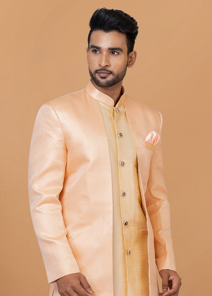 2 Pc Cream Silk Kurta Pajama Set - Indian Silk House Agencies