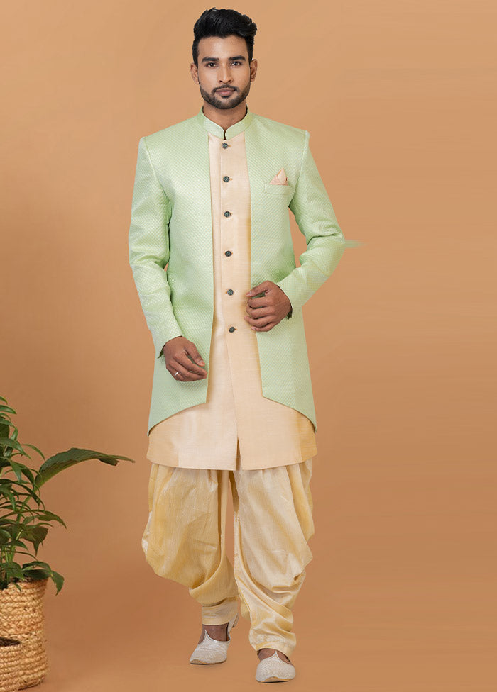 2 Pc Pista Green Silk Kurta Pajama Set