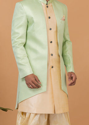 2 Pc Pista Green Silk Kurta Pajama Set