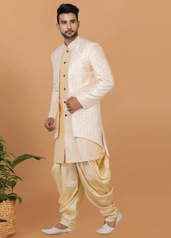 2 Pc Cream Silk Kurta Pajama Set - Indian Silk House Agencies