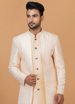 2 Pc Cream Silk Kurta Pajama Set - Indian Silk House Agencies