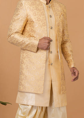 2 Pc Cream Silk Kurta Pajama Set