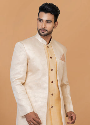 2 Pc White Silk Kurta Pajama Set