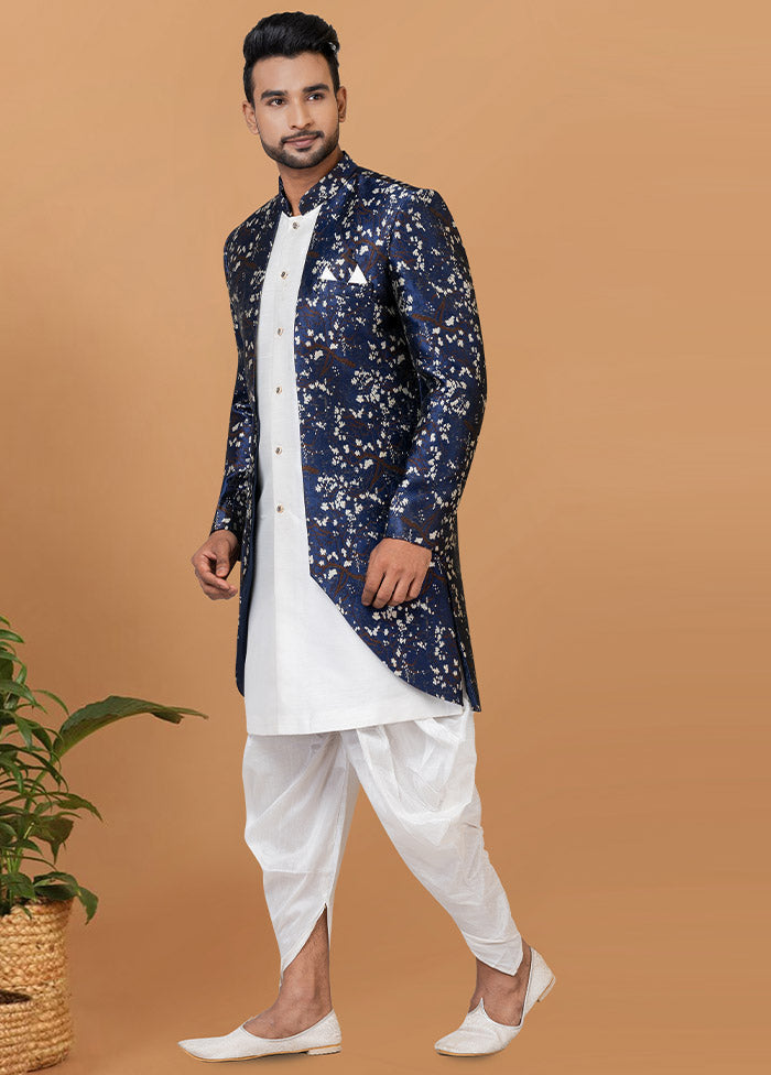 2 Pc White Silk Kurta Pajama Set