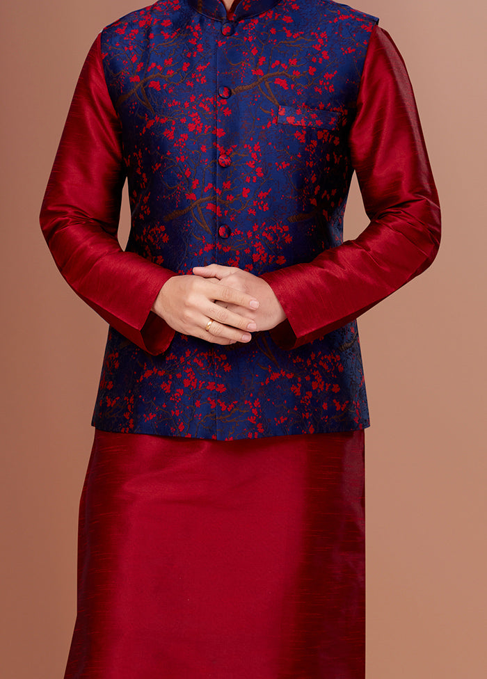 3 Pc Maroon Dupion Silk Ethnic Wear Set