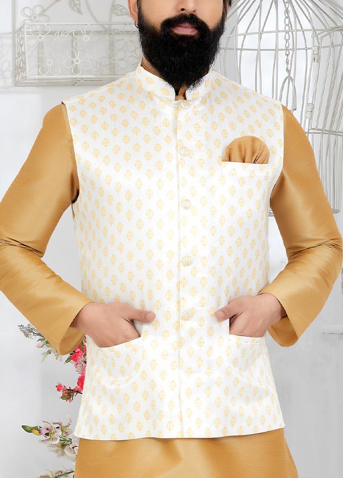 3 Pc Chiku Dupion Silk Kurta Pajama Set