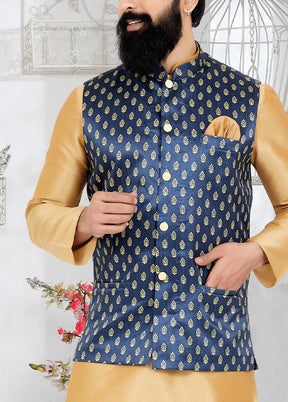 3 Pc Chiku Dupion Silk Kurta Pajama Set