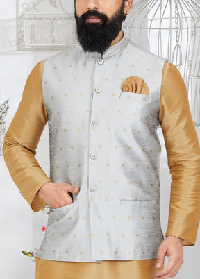 3 Pc Chiku Dupion Silk Kurta Pajama Set