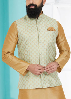 3 Pc Chiku Dupion Silk Kurta Pajama Set