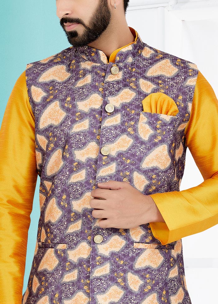 3 Pc Mustard Cotton Kurta Pajama Set - Indian Silk House Agencies