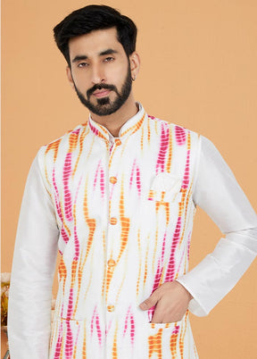 3 Pc White Cotton Kurta Pajama Set