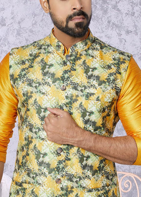 3 Pc Mustard Cotton Kurta Pajama Set - Indian Silk House Agencies