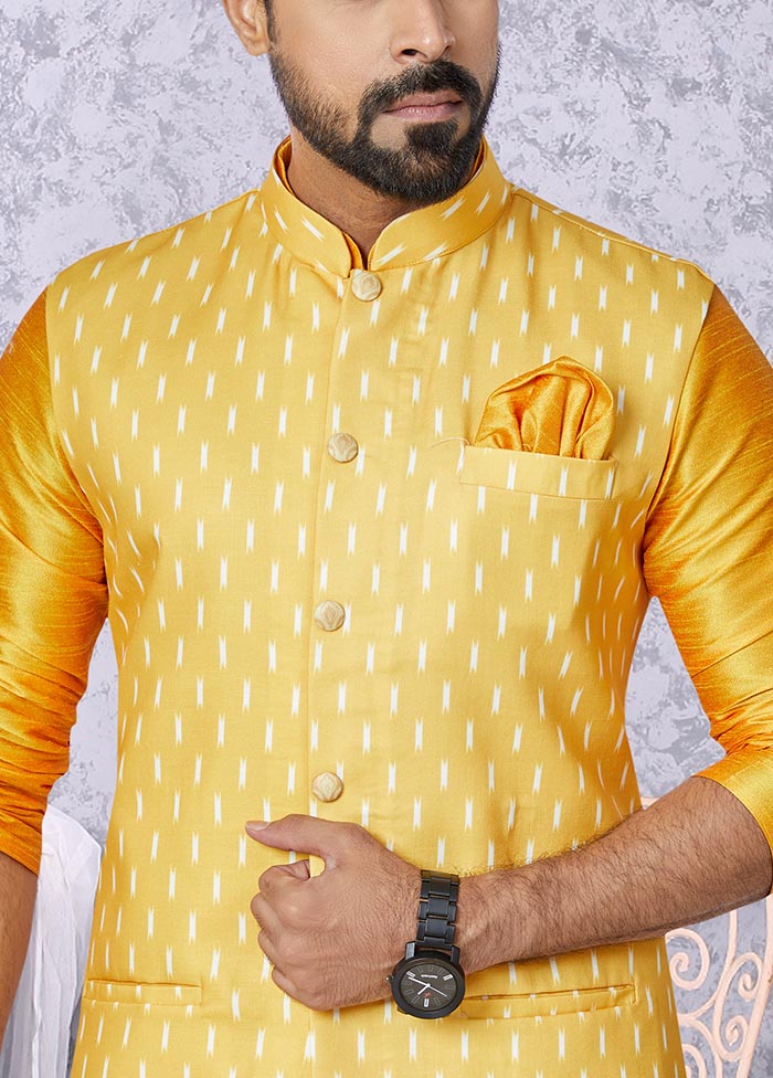 3 Pc Mustard Cotton Kurta Pajama Set - Indian Silk House Agencies