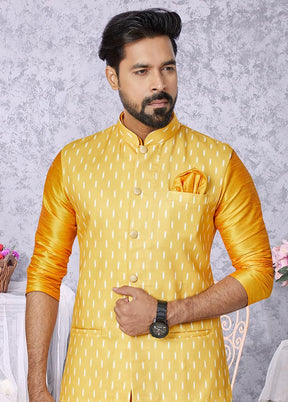 3 Pc Mustard Cotton Kurta Pajama Set