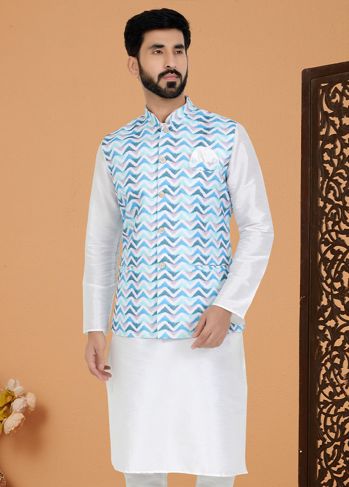 Multicolor Full Sleeves Mandarin Collar Waistcoat