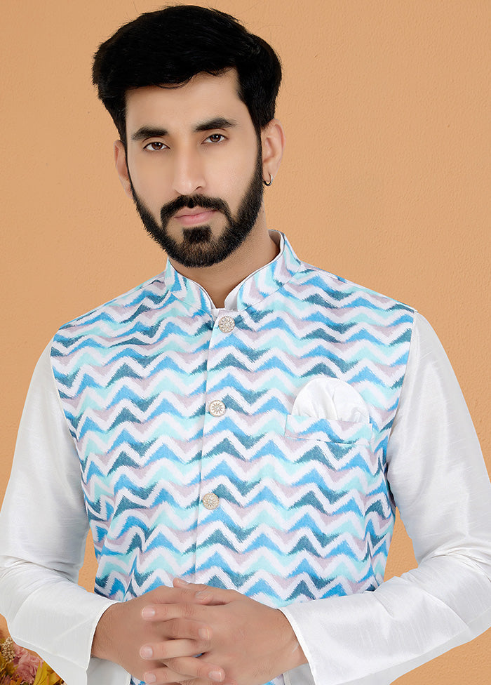 Multicolor Full Sleeves Mandarin Collar Waistcoat