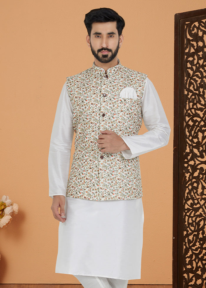 Multicolor Full Sleeves Mandarin Collar Waistcoat