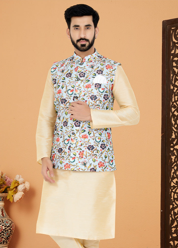 Multicolor Full Sleeves Mandarin Collar Waistcoat