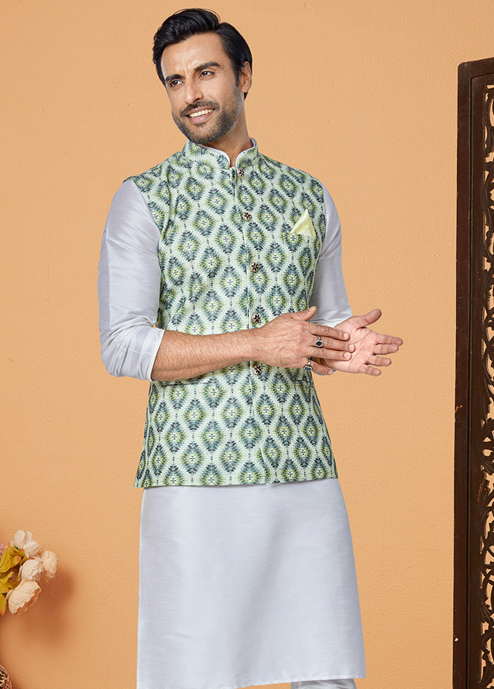 Multicolor Full Sleeves Mandarin Collar Waistcoat