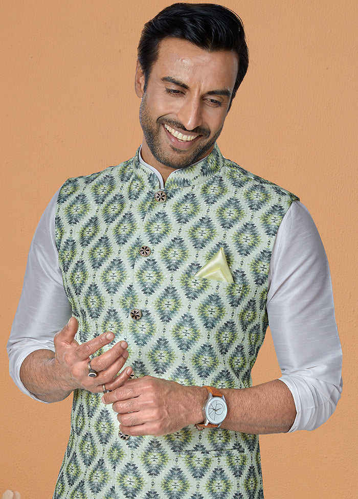 Multicolor Full Sleeves Mandarin Collar Waistcoat