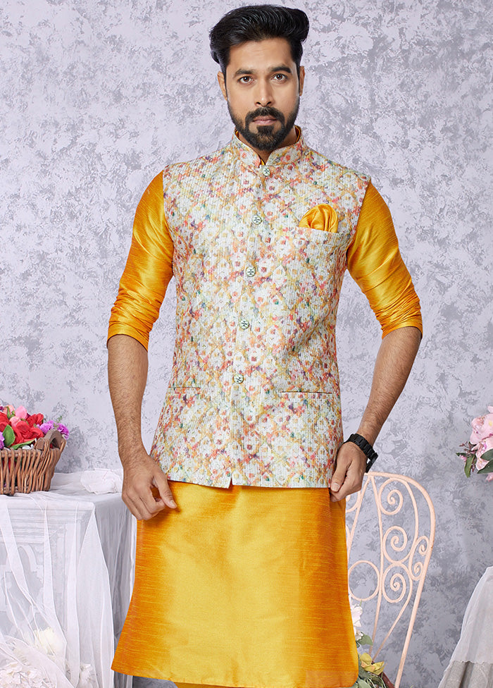 Multicolor Full Sleeves Mandarin Collar Waistcoat