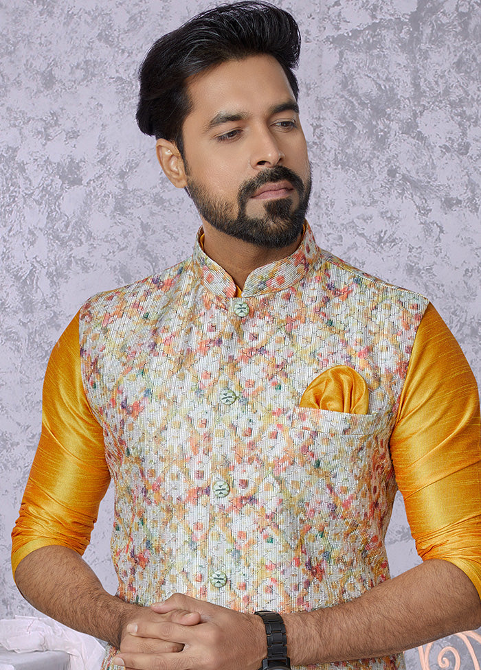 Multicolor Full Sleeves Mandarin Collar Waistcoat