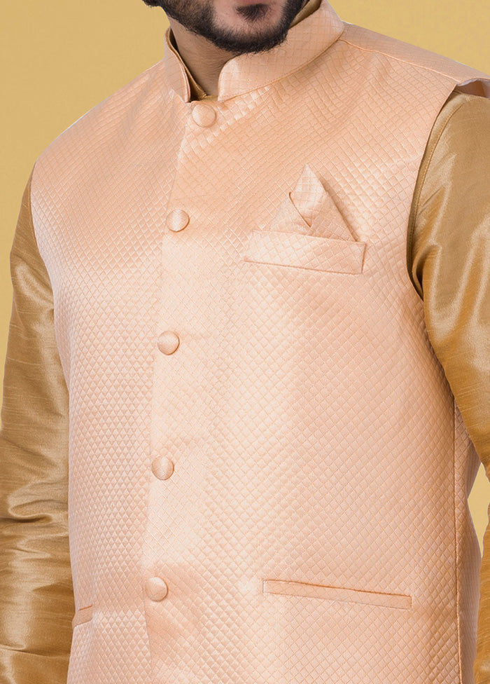 Multicolor Dupion Silk Full Sleeves Mandarin Collar Waistcoat - Indian Silk House Agencies