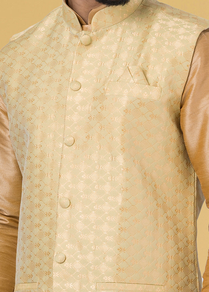 Multicolor Dupion Silk Full Sleeves Mandarin Collar Waistcoat - Indian Silk House Agencies