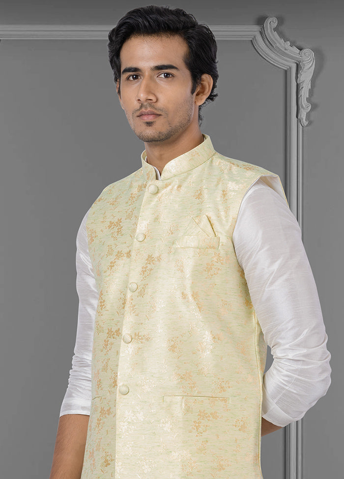 Multicolor Dupion Silk Full Sleeves Mandarin Collar Waistcoat