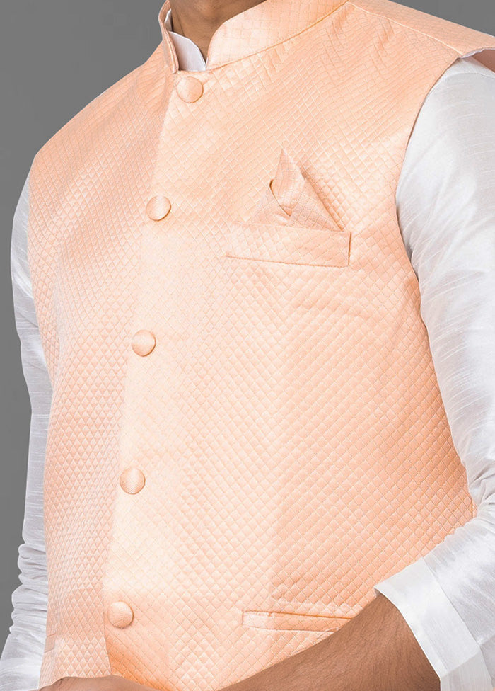 Multicolor Dupion Silk Full Sleeves Mandarin Collar Waistcoat