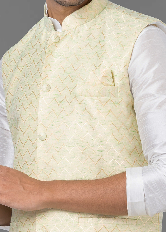 Multicolor Dupion Silk Full Sleeves Mandarin Collar Waistcoat