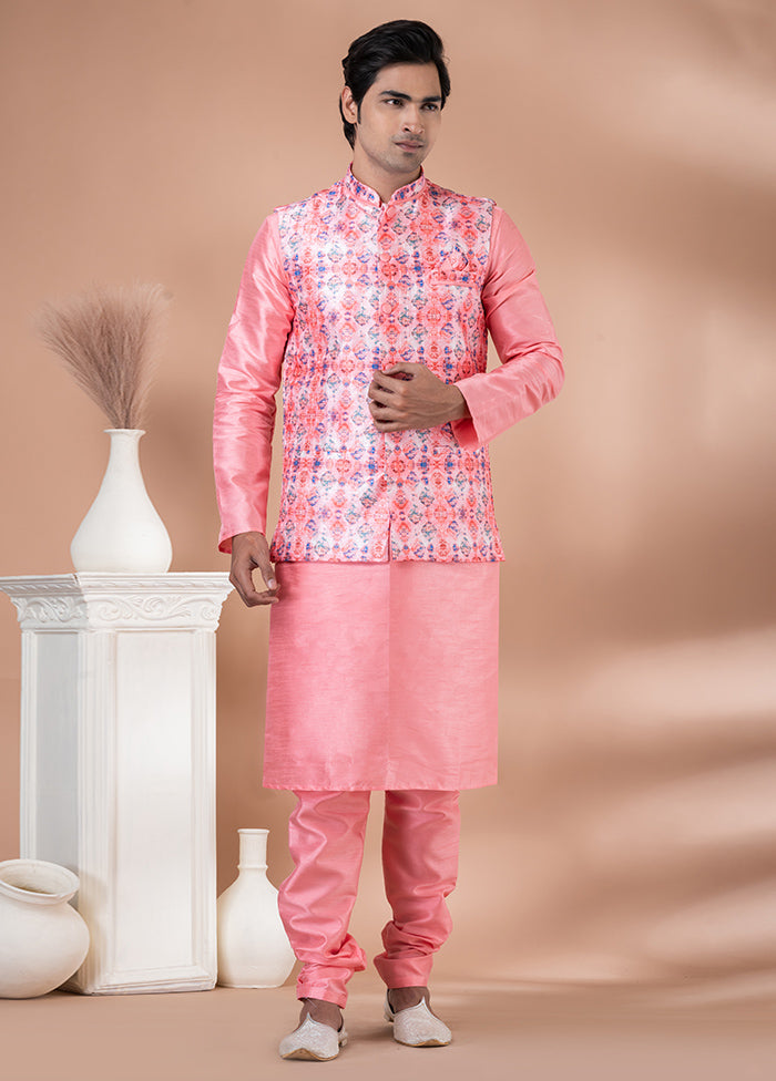 3 Pc Pink Dupion Silk Ethnic Wear Set