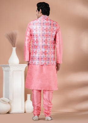 3 Pc Pink Dupion Silk Ethnic Wear Set