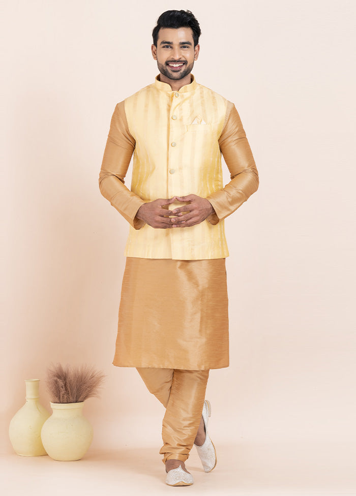 3 Pc Chiku Dupion Silk Kurta Pajama Set