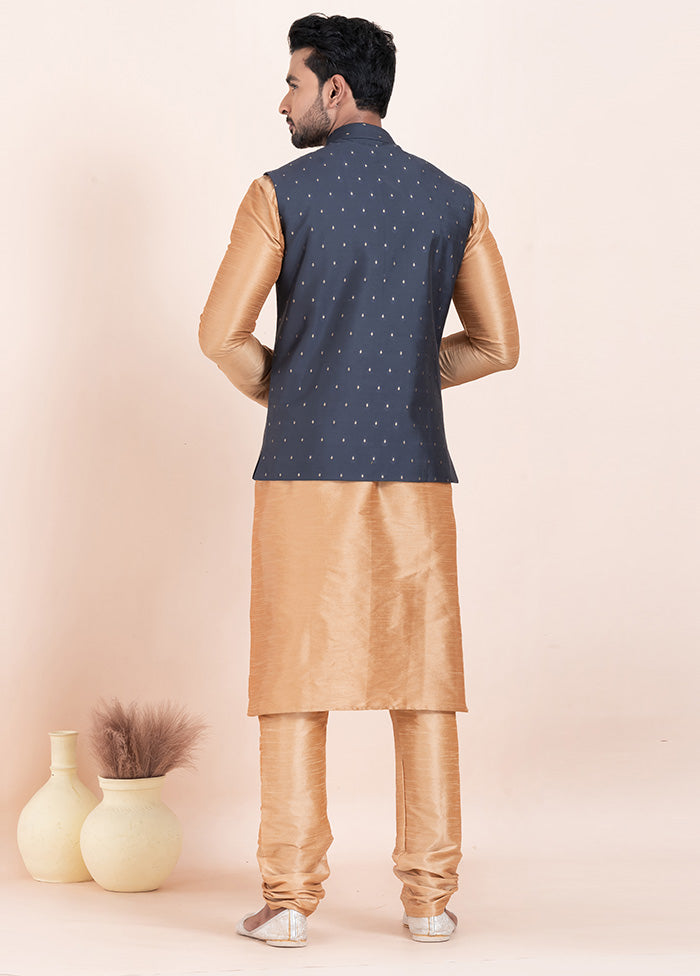 3 Pc Chiku Dupion Silk Kurta Pajama Set