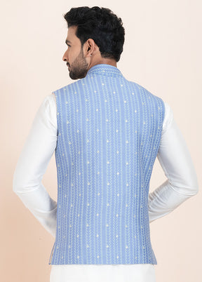 Multicolor Full Sleeves Mandarin Collar Waistcoat