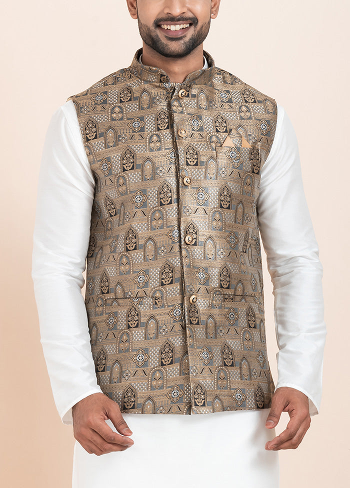 Multicolor Full Sleeves Mandarin Collar Waistcoat