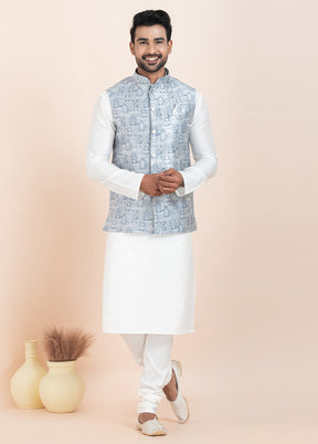 Multicolor Full Sleeves Mandarin Collar Waistcoat