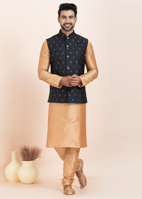 3 Pc Chiku Dupion Silk Kurta Pajama Set