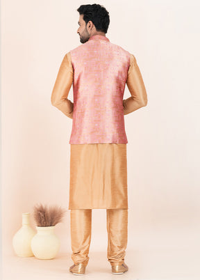 3 Pc Chiku Dupion Silk Kurta Pajama Set