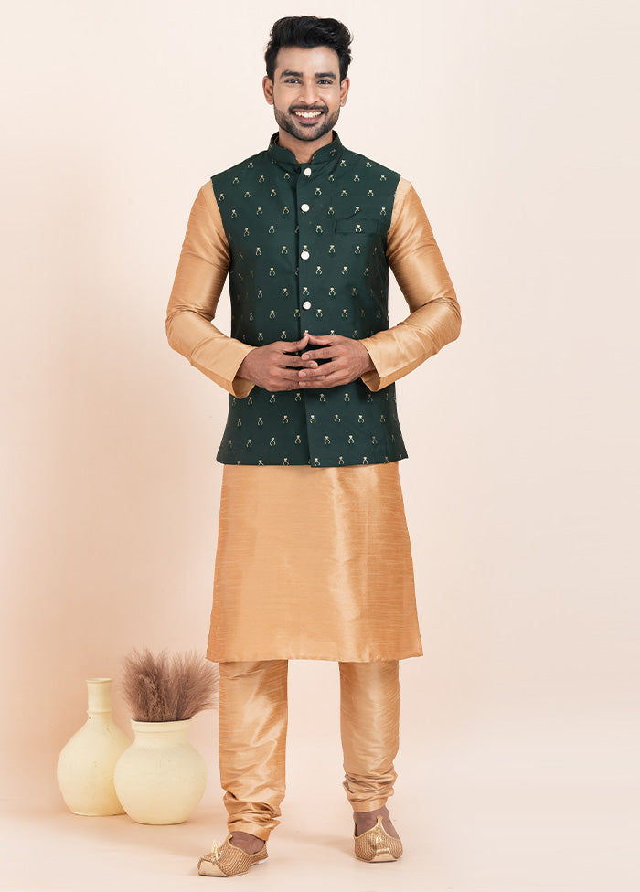 3 Pc Chiku Dupion Silk Kurta Pajama Set