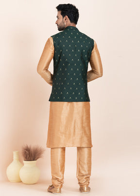 3 Pc Chiku Dupion Silk Kurta Pajama Set