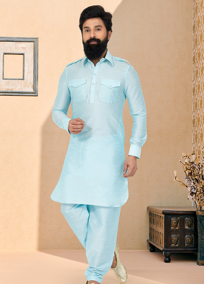 2 Pc Multicolor Dupion Silk Kurta Pajama Set