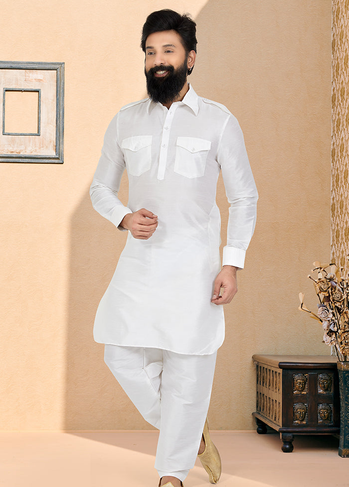 2 Pc Multicolor Dupion Silk Kurta Pajama Set