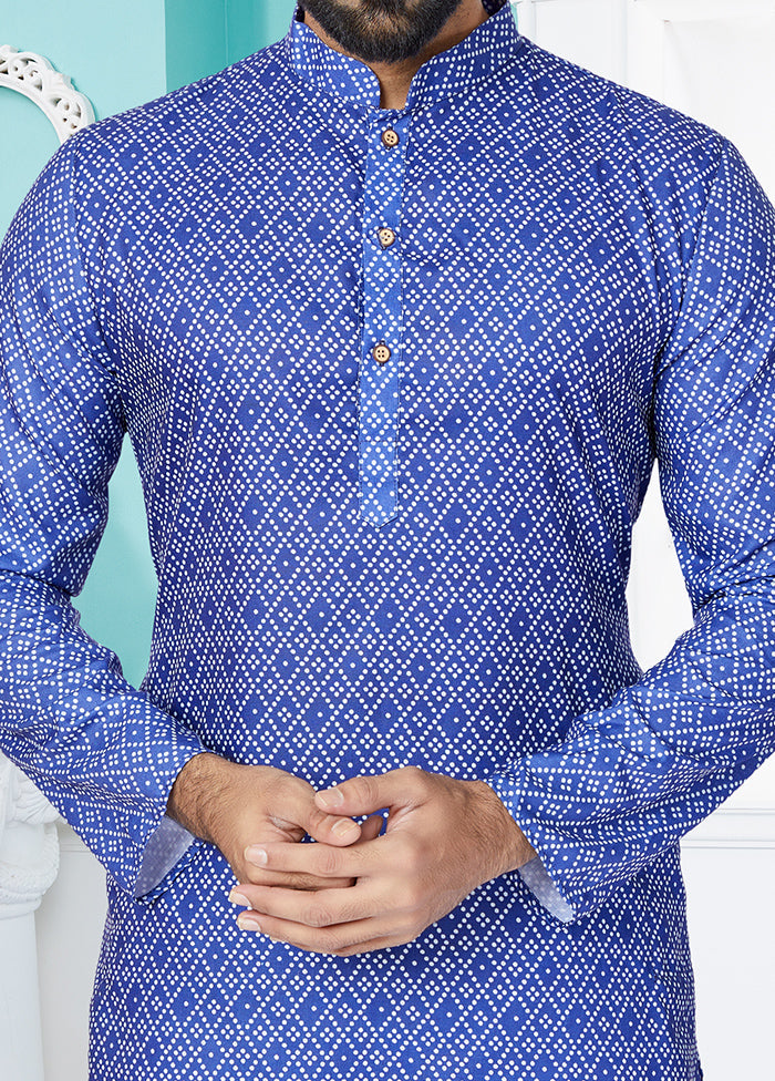 2 Pc Blue Cotton Kurta And Pajama Set - Indian Silk House Agencies