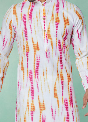 2 Pc White Cotton Kurta And Pajama Set - Indian Silk House Agencies