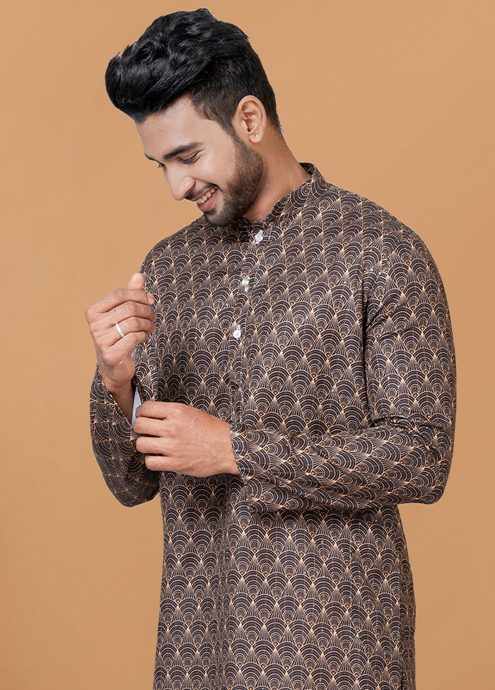 2 Pc Brown Cotton Kurta Pajama Set - Indian Silk House Agencies