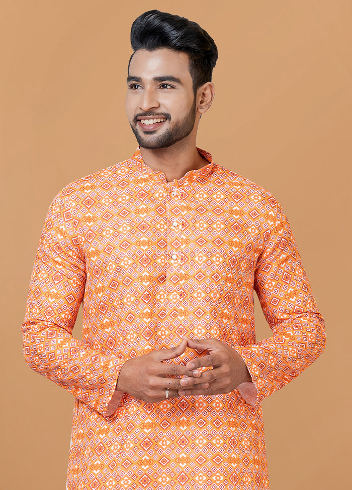 2 Pc Orange Cotton Kurta Pajama Set - Indian Silk House Agencies