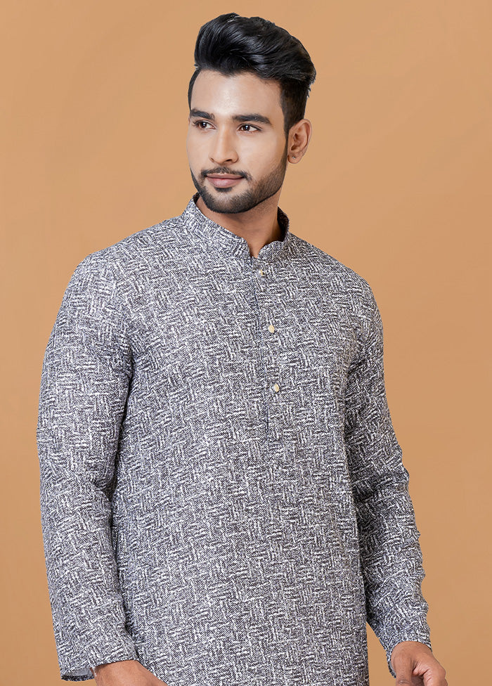 2 Pc Grey Cotton Kurta Pajama Set - Indian Silk House Agencies