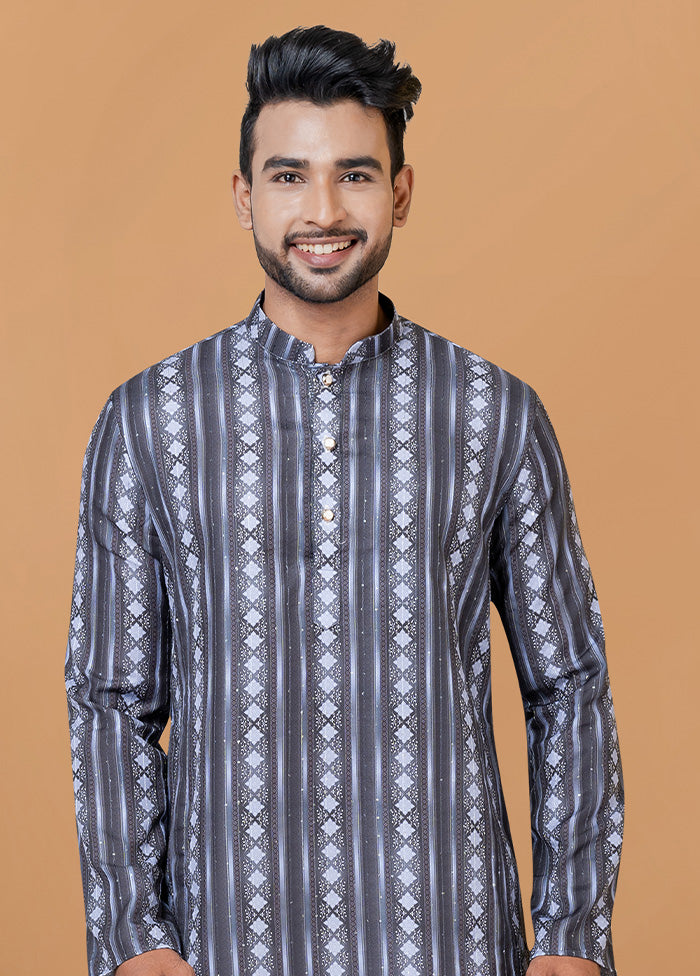 2 Pc Grey Cotton Kurta Pajama Set - Indian Silk House Agencies